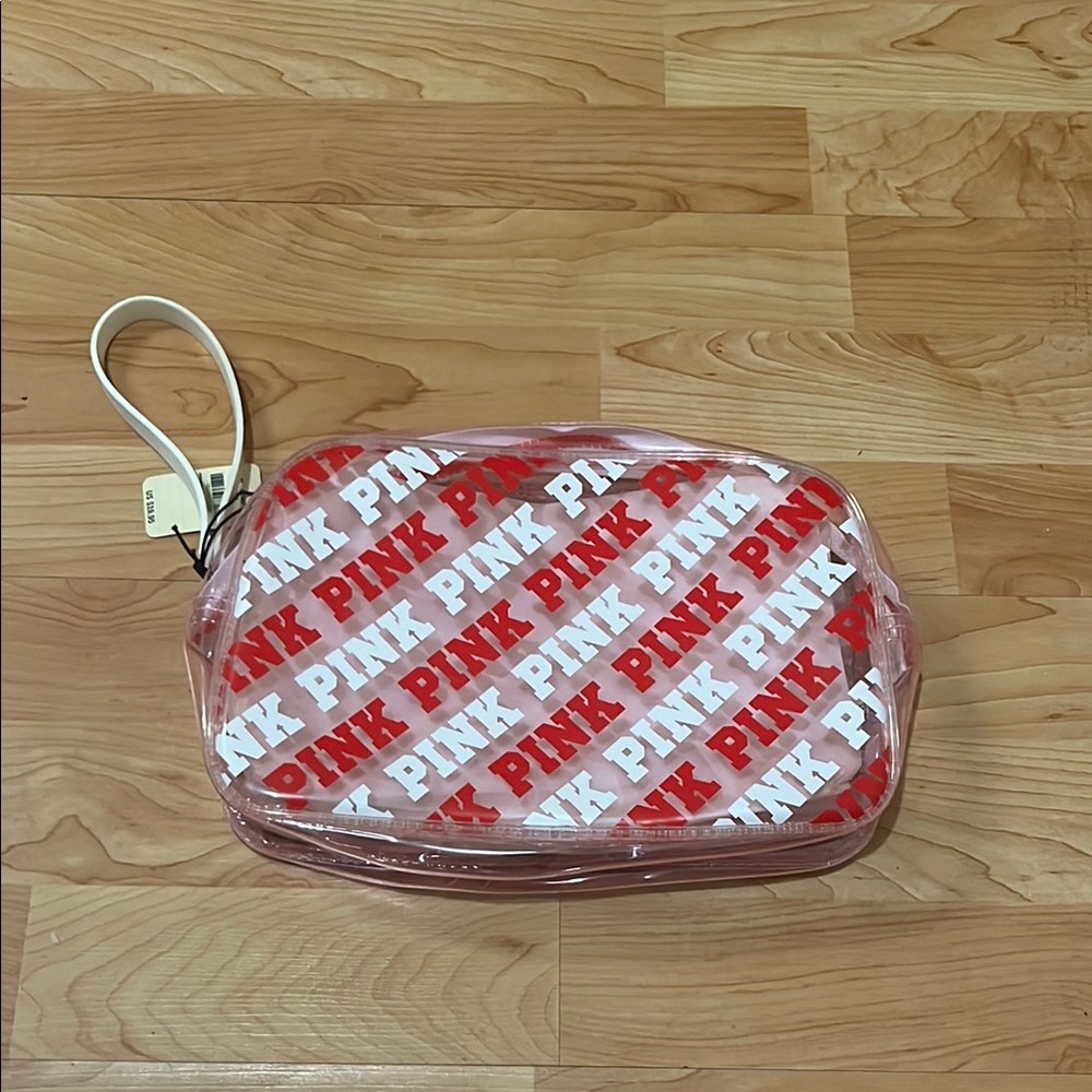 ‼️NWT‼️Victorias Secret PINK Pink Logo Clear Cosmetic Bag - Picture 3 of 6